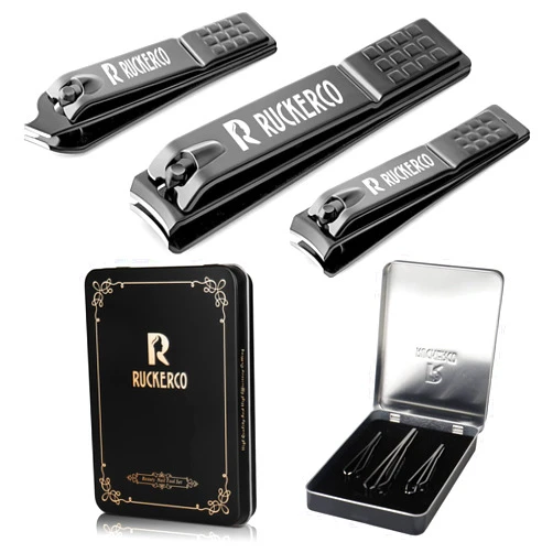 R RUCKERCO Nail Clippers Set Matte Stainless Steel 3 pcs fingernail Clippers &Slant EDG Toenail Clipper Cutter Metal Case .The Best Gift Nail Clippers for Men and Women
