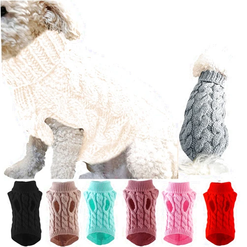 OOMIIBE Small Dog Sweater, Puppy Sweaters for Small Dogs, Classic Puppy Clothes Soft Comfortable Dog Clothes for Bulldog, Yorkie, Chihuahua, Dachshund, Pug (White, Large)