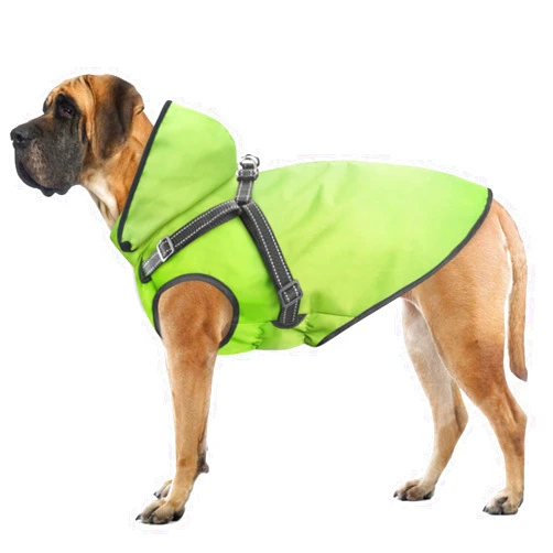 Mosucoirl Dog Raincoat Waterproof Dog Hoodie Reflective Dog Raincoat Hooded Adjustable Rain Jacket for Small Medium Large Dogs Puppies (Green, L)