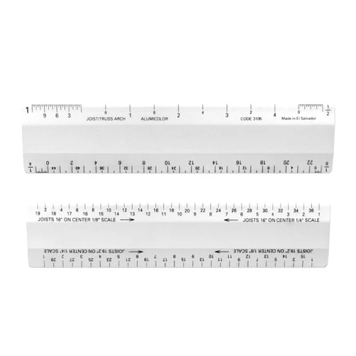 Alumicolor Architect 6 inch Bevel Ruler w/Joist/Truss Scale for Drawing, Drafting & Engineering, Calibrations Divided by (1/2, 1), (1/8, 1/4), Silver
