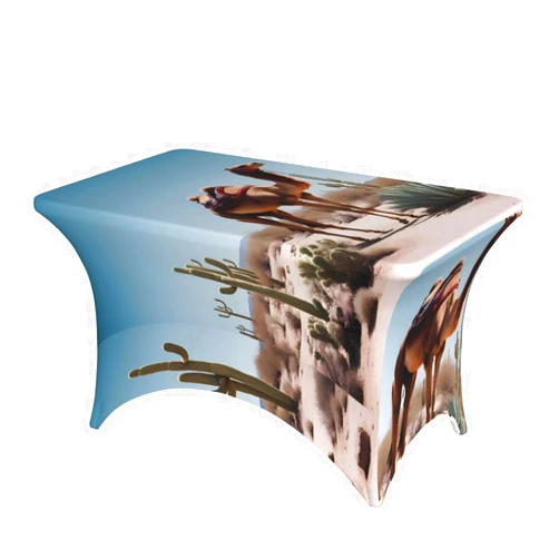 MYGANN Desert Cute Camel 4ft Washable Stretch Rectangular Table Cover for Wedding Theme Banquet Party Exhibit, Black