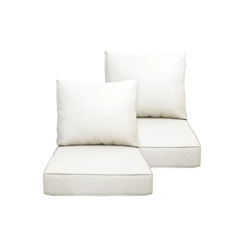 COZYVIDA Indoor/Outdoor Deep Seat Patio Cushions: Resilient Foam Filling, Weather Resistant Patio Cushions,seat(23.5x25x5.1 inch),back(27x25 inch) 2 Sets,Almond