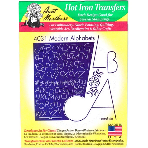 Aunt Martha's Modern Alphabets Aunt Martha's Hot Iron Embroidery Transfer