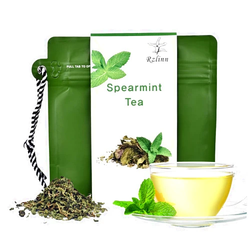 Rzlinn spearmint tea, (3.53 Oz) Premium Pure Spearmint leaves, caffeine-free, fresh of aroma,Portable and reusable tea bags