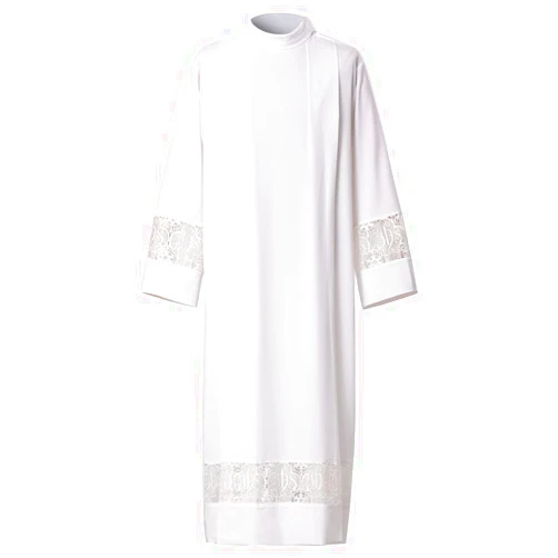 BLESSUME Catholic Priest Alb Pleated Lace Pulpit Liturgical Cotta Vestment Robe