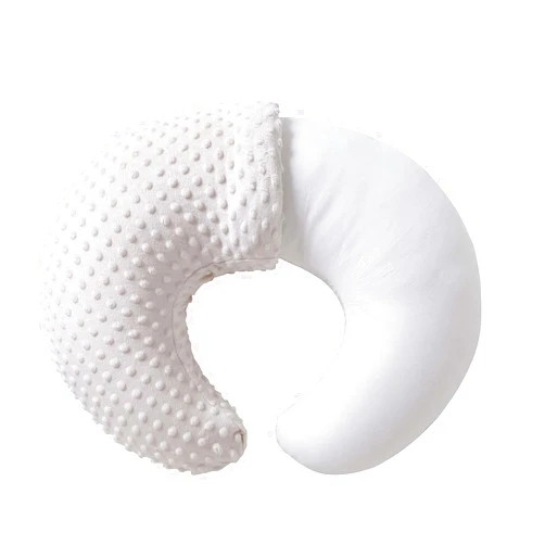 QUENESS Nursing Pillow and Positioner, Breastfeeding, Bottle Feeding, Baby Sitting Support with Removable Ultra Soft Cover, Tummy Time Support for Baby Boys and Girls (Beige)