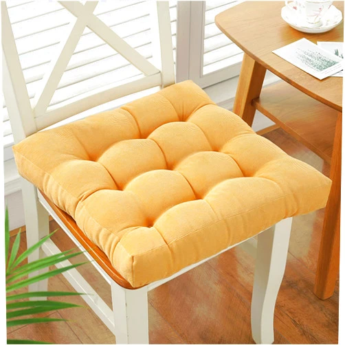 MFCCRAZY Pack of 4,Chair Pads Chair Seat Pads with Ties Breathable Soft Thicken Indoor Outdoor Seat PadAnti-Drop Cushion Pillow for Home, Office, Kitchen, Dining Room.- Yellow||45x45cm