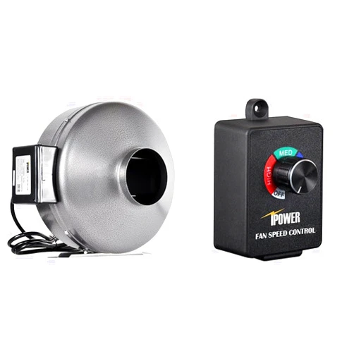 iPower 10 Inch 862 CFM Inline Duct Fan and Variable Speed Controller for Ventilation Exhaust Blower