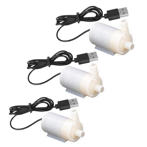 SIPYTOPF 3PCS DC 3-5V USB Micro Submersible Mini Water Pump,Small Aquarium Pump for Fish Tank Aquariums Pond Fountain Hydroponics Garden (White)