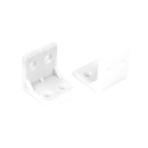 FD FURNDIY 20pcs Plastic Furniture Corner Brace 4-Hole White | Board Holder Shelf Support L Shape Bracket Plated Shelf Support (25mm - White)