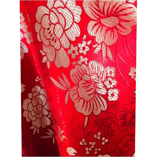 New Fabrics Daily Juliet RED Floral Brocade Chinese Satin Fabric by The Yard - 10053