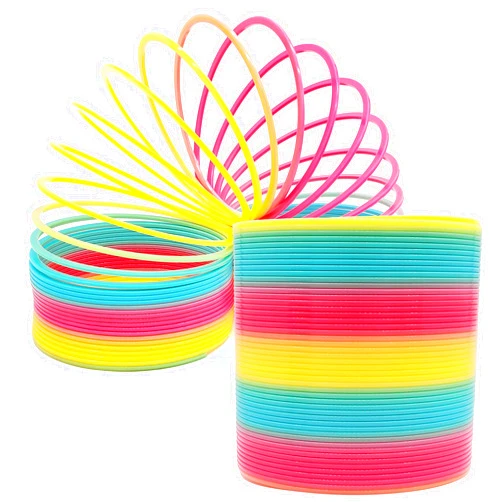 The Dreidel Company Jumbo Rainbow Plastic Coil Spring, Party Favor for Kids, Individually Wrapped, 6