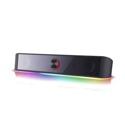 Redragon GS560 RGB Desktop Soundbar, 2.0 Channel Computer Speaker with Dynamic Lighting Bar Audio-Light Sync/Display, Touch-Control Backlit with Volume Knob, USB Powered w/ 3.5mm Cable, Black