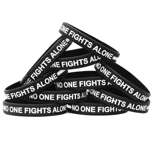 SayitBands 10 of Thin GRAY Line No One Fights Alone Bracelets