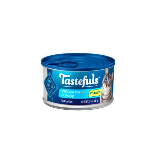 Blue Buffalo Tastefuls Natural Flaked Wet Cat Food, Chicken Entrée in Gravy 3-oz cans (Pack of 24)