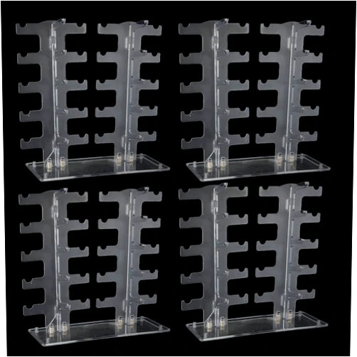 ZIQI 4Pack 2 Row Sunglass Display Stand Glasses Holder, Sunglasses Display Rack, Transparent Eyewear Holder Display Stand