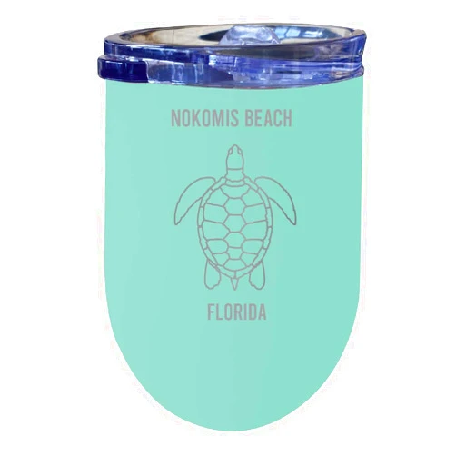 R and R Imports Nokomis Beach Florida 12 oz Seafoam Laser Etched Insulated Wine Stainless Steel