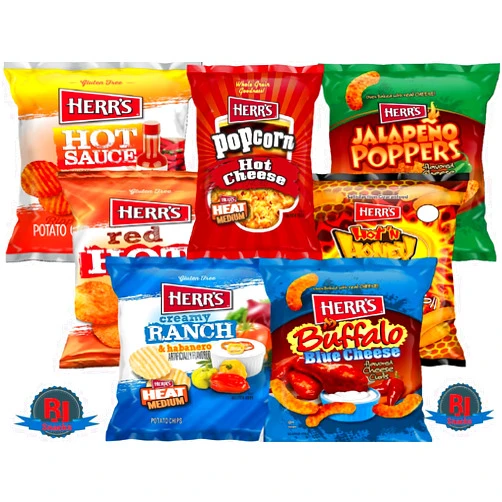 RJ SNACKS LLC Herr`s Potato Chips & Cheese Curls -,1Oz (Curated by RJ Snacks Value Pack) (6, Flaming Hot Variety Mix of Hot Sauce, Red Hot , Creamy Ranch & Habanero , Hot Cheese Popcorn, Jalapeno Popper Cheese Curls, and Hot & Honey Cheese Curls,Buffalo Blue Cheese Curls )