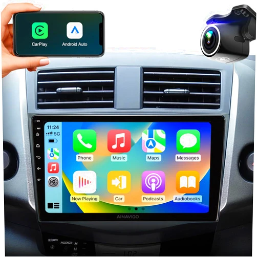 AINAVIGO 5G WiFi Android 12 Car Stereo Radio for Toyota RAV4 2006 2007 2008 2009 2010 2011 2012 with Wireless Carplay Android Auto 9 inch Touch Screen Radio with Bluetooth/GPS FM/SWC 1080P Backup Camera