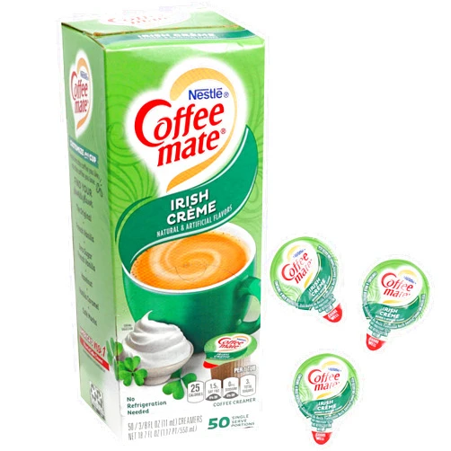 The Hampton Candy Company CoffeeMate Irish Cream Liquid Coffee Creamer Singles, 50 Creamer Singles Serve Box (18.7 Fl Oz.), Coffee Cream Packets