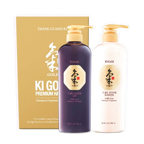 Daeng Gi Meo Ri- Ki Gold Premium Shampoo+Treatment Set, Effectively Moisture to Dry and Rough Hair, No Artificial Color, 780ml each