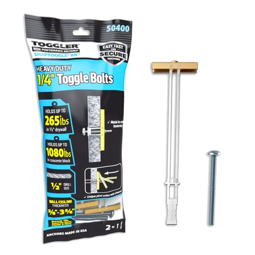 TOGGLER SNAPTOGGLE BB Toggle Anchor with Bolts, Zinc-Plated Steel Channel, Made in US, 3/8