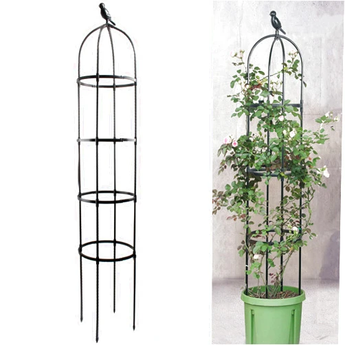 Anothera Garden Trellis for Climbing Plants, 6ft Rustproof Metal Pipe with Heavy Duty Plastic Coated, Garden Outdoor Indoor Potted Plant Support, Round Obelisk Garden Trellis for Climbing Vine（Black）