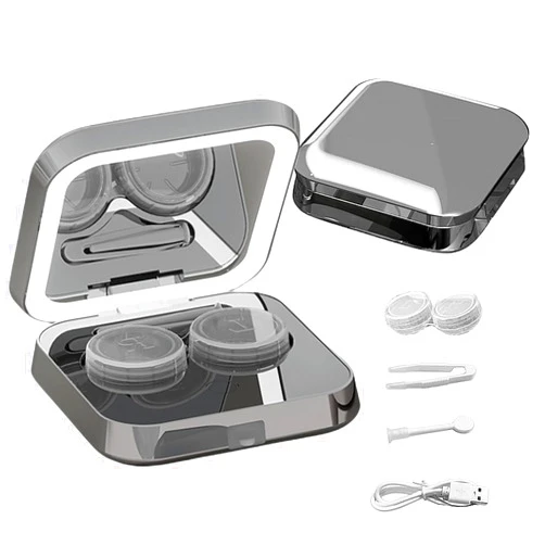 PEFWO Contact Lens Cleaner Machine, Portable Ultrasonic Contact Lens Cleaner with USB Charger and LED Light, Small and Portable Contact Lens Case for Daily Life