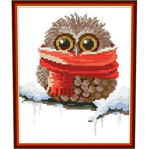 Awesocrafts Cross Stitch Kits, Awesocrafts Owl Scarf Cute Christmas Winter Easy Patterns Cross Stitching Embroidery Kit Supplies, Stamped or Counted (Counted)