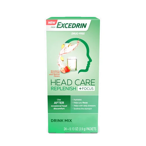 Excedrin Head Care Replenish Plus Focus From Excedrin Drink Mix for Head Health Support - 24 Packets