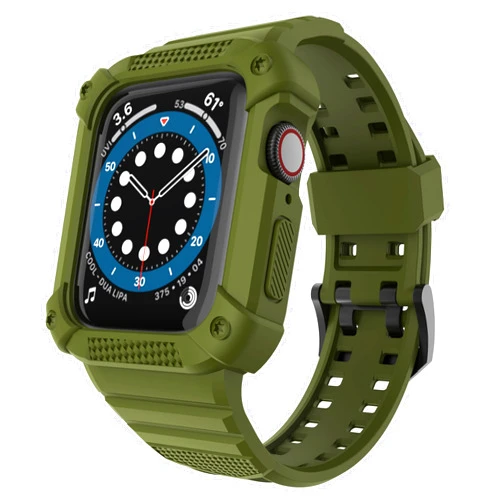 GELISHI Compatible with Apple Watch Band 45mm 44mm 42mm, Men Rugged Protective Case Bumper with Sport Band Military Shockproof Case for Watch Series 8 7 6 SE 5 4 3 2, Army Green