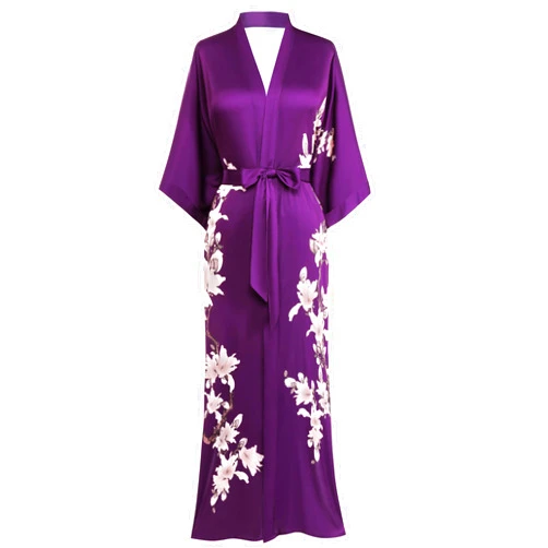BABEYOND Kimono Robe Cover up with Box Long Floral Satin Sleepwear Silky Bathrobe Bachelorette Robe