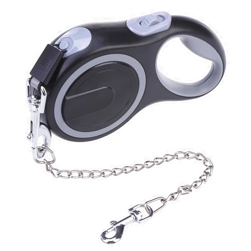 PupTeck Retractable Dog Leash with Chew Proof Chain, 360 Tangle-Free Pet Walking Leash, Heavy Duty up to 110lbs, 16ft Strong Nylon, One-Hand Brake Black
