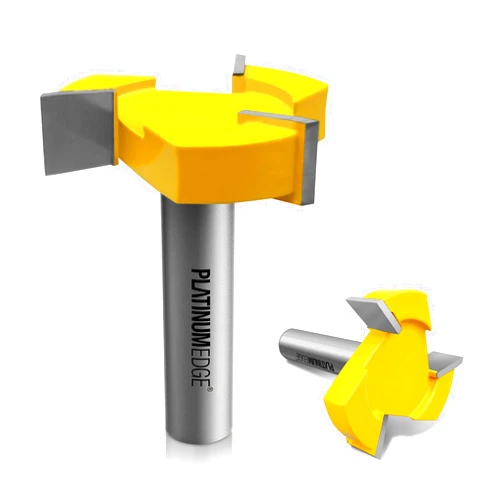 PLATINUMEDGE CNC Spoilboard Surfacing Router Bit, Slab Flattening Route Bit, 1/2 inch Shank 2 inch Cutting Diameter, 3 Carbide Cutting Wings, Router Bit for Planing Wood