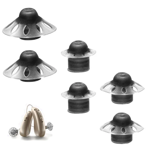 LIKIER Hearing Aid Domes Open Oticon Hearing Aid Domes Small Medium Large 3 Sizes Compatible with Phonak Marvel & Paradise RIC BTE Models SDS 4.0, Pack of 6