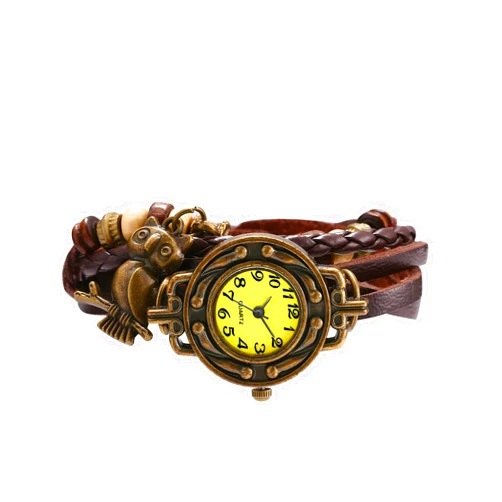 JewelryWe Women Quartz Bracelet Watch Fashion Weave Wrap Around Leather Wrist Watch Classic Bracelet Watch for Summer Beach