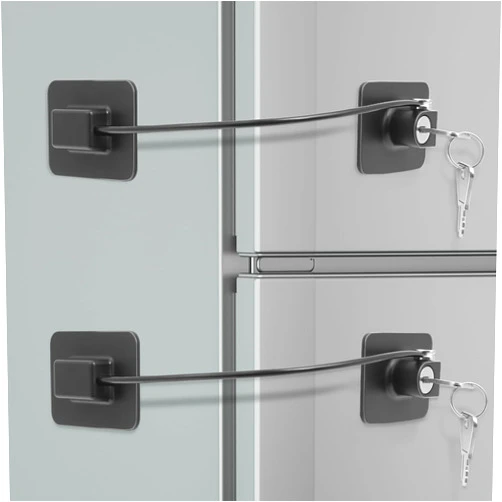 KOVOSCH Refrigerator Lock for kids with Keys, Fridge Lock for Baby Proof, Child Safety Cabinet Locks, Black, 2 Pack