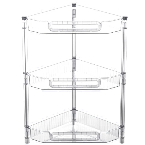 HYBRIDEAS 3-Tier Corner Shelf Organizer for Bathroom Counter Skincare and Makeup Storage Vanity Dresser Organizer Countertop Tray Perfume Holder Shelving
