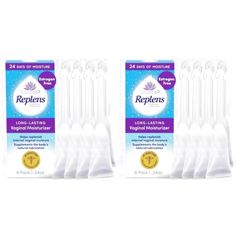 Replens Long-Lasting Vaginal Moisturizer, 8ct with Single-use applicator (Pack of 2)