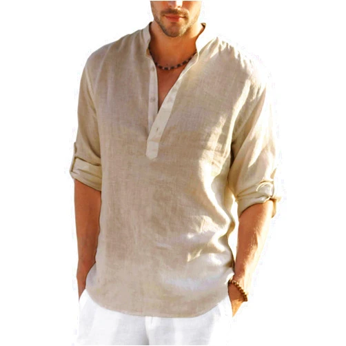 COOFANDY Men's Cotton Henley Shirt Long Sleeve Hippie Casual Beach T Shirts