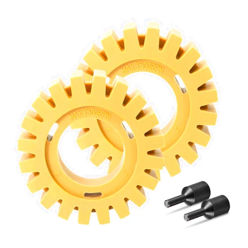 EWK 2 Pcs Hollow Serrated Decal Eraser Wheel, Rubber Remover Wheel for Grinder, Ideal for Adhesives, Pinstripes, and Decals Removal