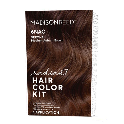 Madison Reed Radiant Hair Color Kit, Medium Chocolate Brown for 100% Gray Coverage, Ammonia-Free, 6NAC Verona Brown, Permanent Hair Dye, Pack of 1