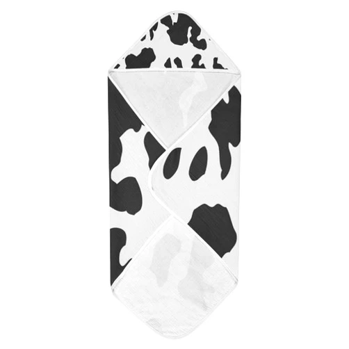 WELLDAY Animal Cow Print Baby Towel Ultra Soft Hooded Towels for Babies - Ultra Absorbent Cotton Bath Towels 30x30 Inch