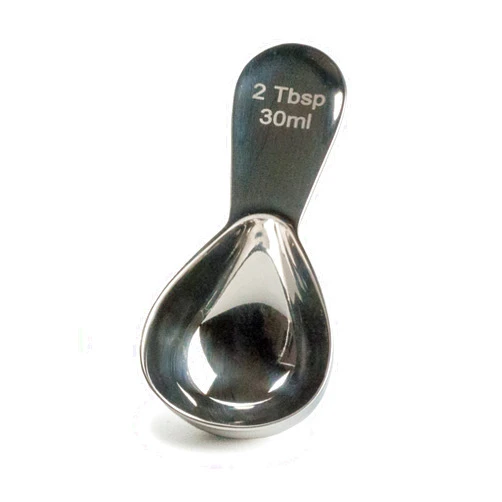RSVP International Measuring Spoon, Long Stainless Steel Scoop Multi-purpose for Baking, Ground Coffee, Beans or Loose Leaf Tea, Comfort Handle, 2-Tbsp