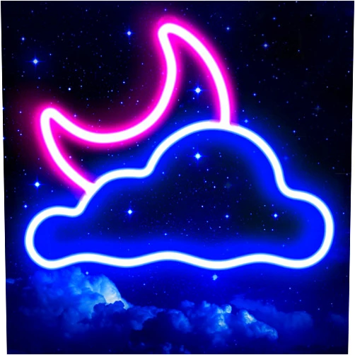 JTLMEEN Neon Sign - Cloud and Moon Led Neon Light, Neon Lights Sign for Wall Decor USB Powered Led Neon Signs for Bedroom Kids Room Wedding Party Decoration, Brightness Adjustable