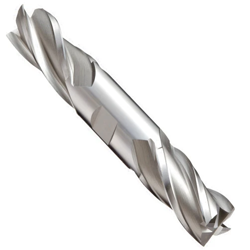 YG-1 E2053 Cobalt Steel Square Nose End Mill, Double End, Weldon Shank, Uncoated (Bright) Finish, 30 Deg Helix, 4 Flutes, 5