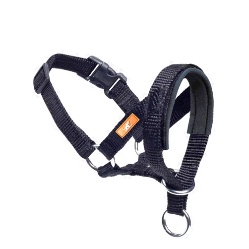 Wintchuk Dog Head Collar, Head Collar with Fabric Padded, Adjustable Training Tool Stop Dog's Pulling (M, Black)