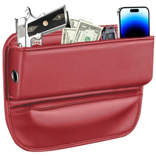 SUYUDSM Car Seat Gap Filler Organizer, Leather Car Seat Gap Filler Seat Storage Box Car Seat Gap Organizer for Phones Cash Keys (Red 1 Pack)
