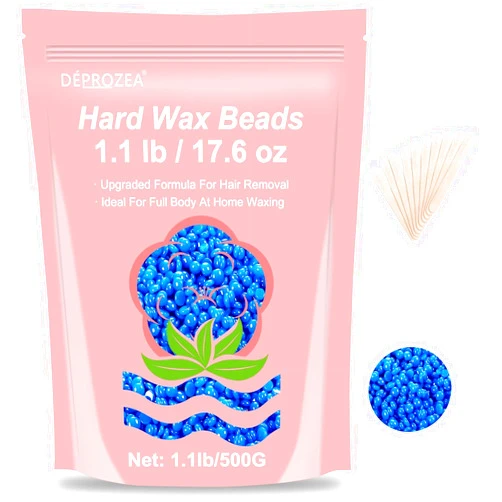 DÉPROZEA Hard Wax Beads - 1.1lb/17.6oz Wax beads for Hair Removal on Sensitive Skin, At-Home Waxing Refill for Brazilian Bikini Line,Body,Facial(Chamomile)