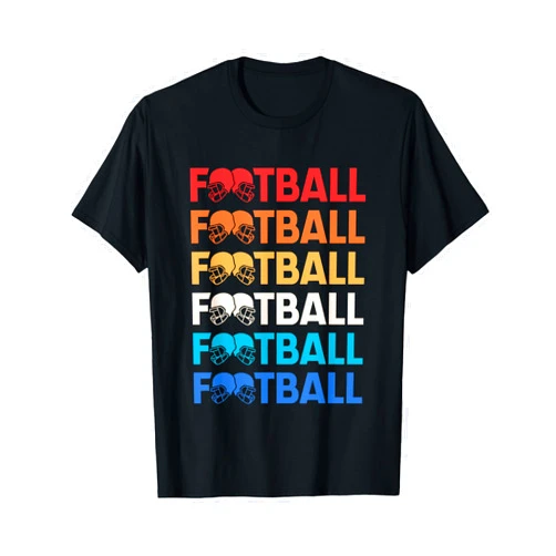 Trendy Football Season Game Day Tees Apparel Gifts Colorful American Football Helmets Graphic Touchdown Season T-Shirt